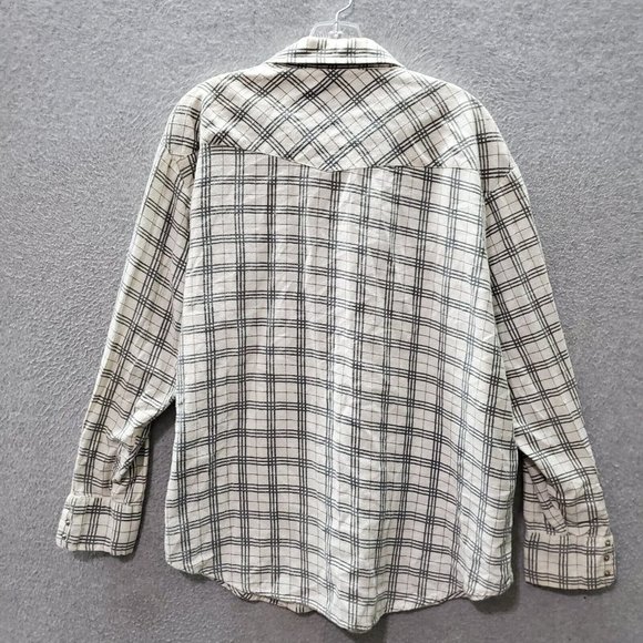 Jean Phillipe Men Button Up Shirt Large Gray Plaid Flannel Pearl‎ Snap Collar - Picture 6 of 8